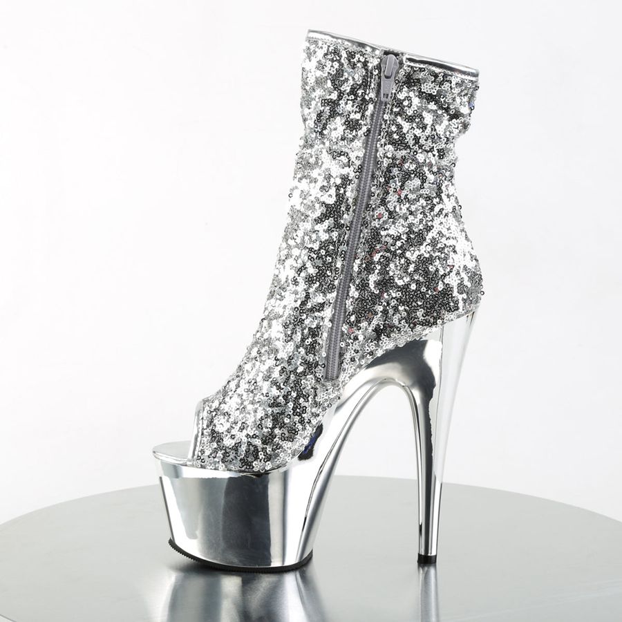 Women's Pleaser Adore-1008SQ Ankle Boots Silver | 978HXJFPL