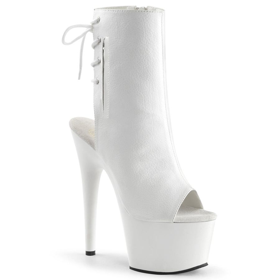 Women\'s Pleaser Adore-1018 Ankle Boots White | 649KZJESR