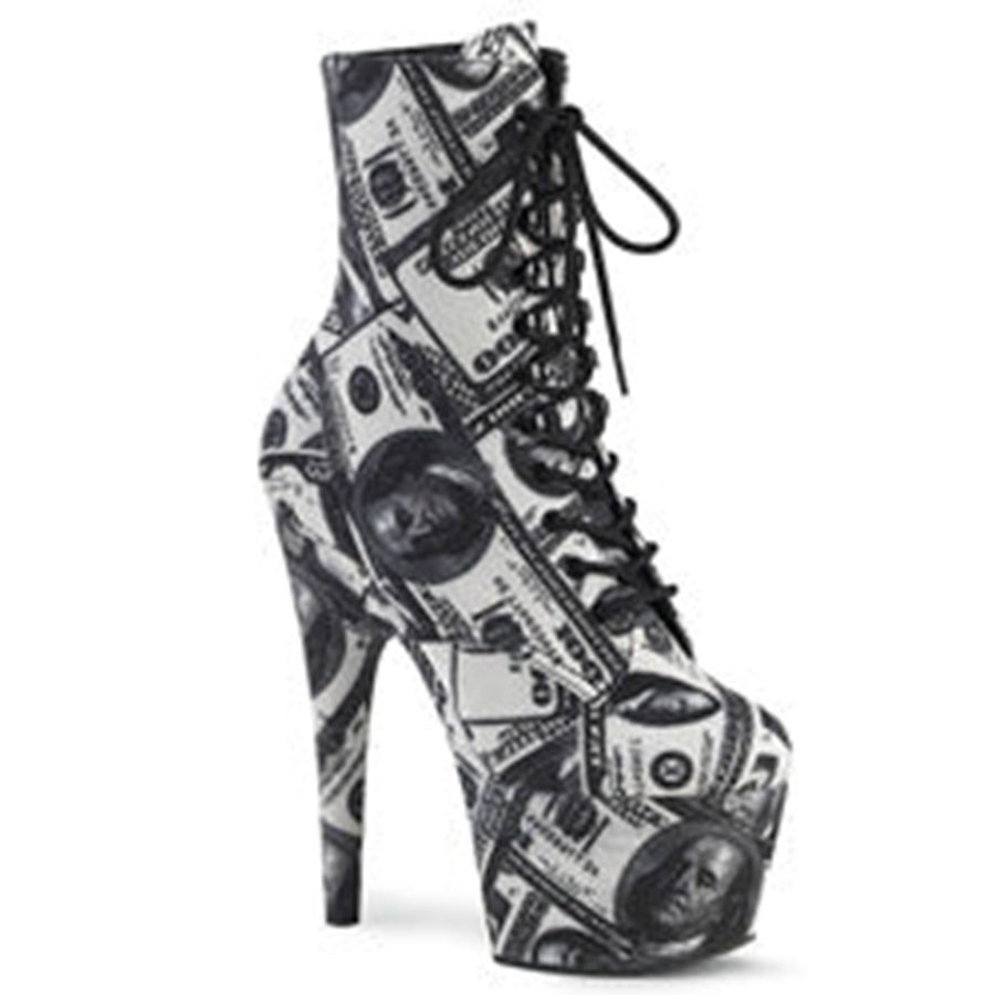 Women's Pleaser Adore-1020DP Ankle Boots White Black | 681SWZJLH