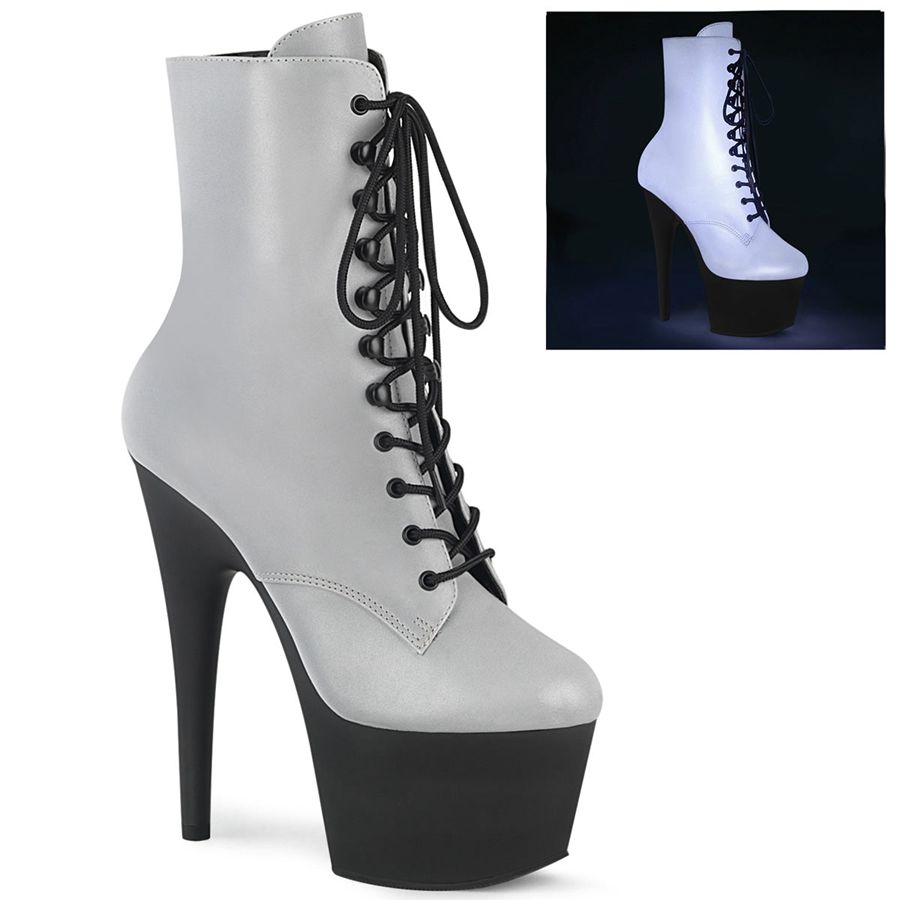 Women\'s Pleaser Adore-1020REFL Ankle Boots White | 371BOLCQS