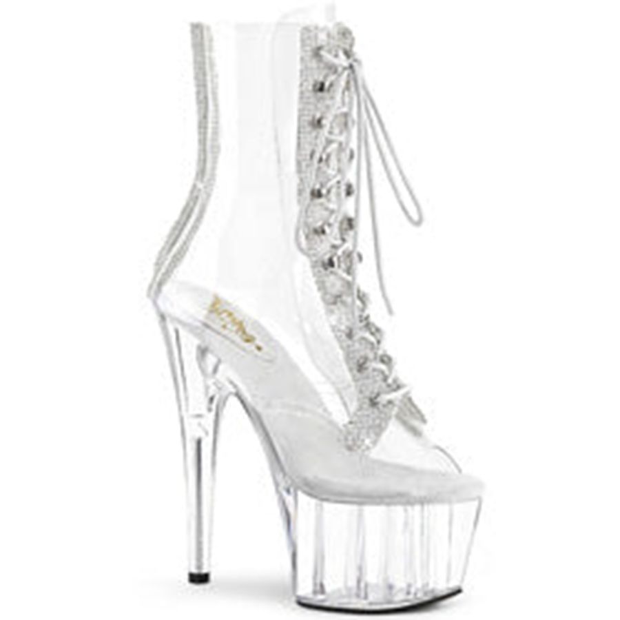 Women's Pleaser Adore-1021C-2 Ankle Boots Clear | 364QSZGCO