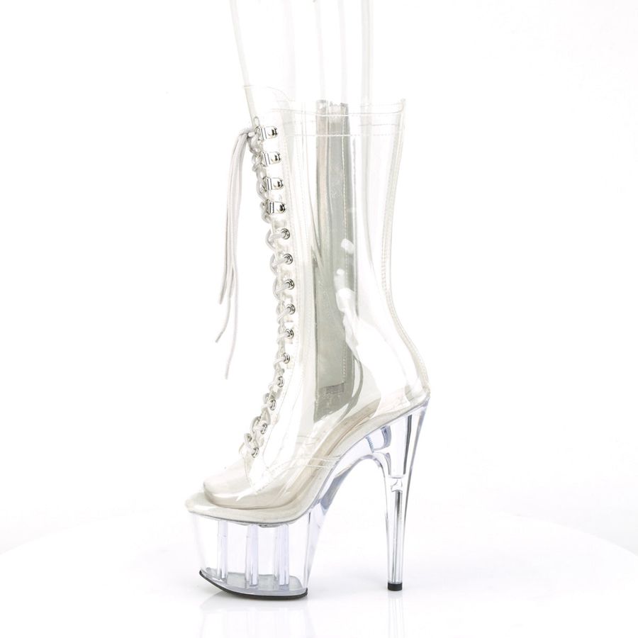 Women's Pleaser Adore-1050C Mid-Calf Boots Clear | 091RAZMXQ