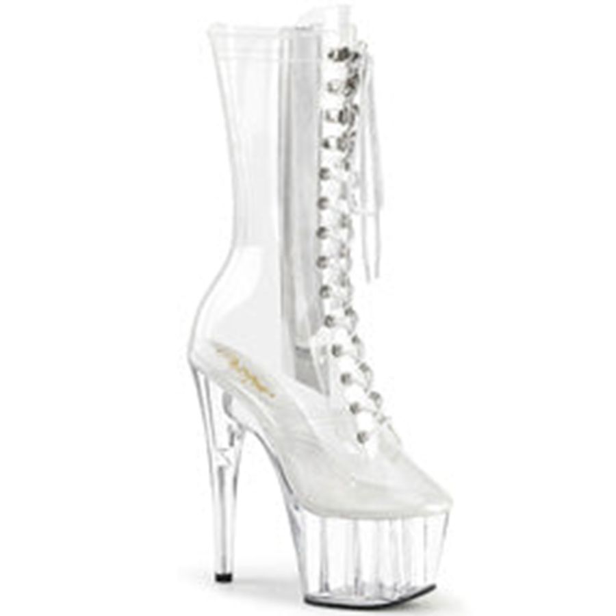 Women's Pleaser Adore-1050C Mid-Calf Boots Clear | 091RAZMXQ