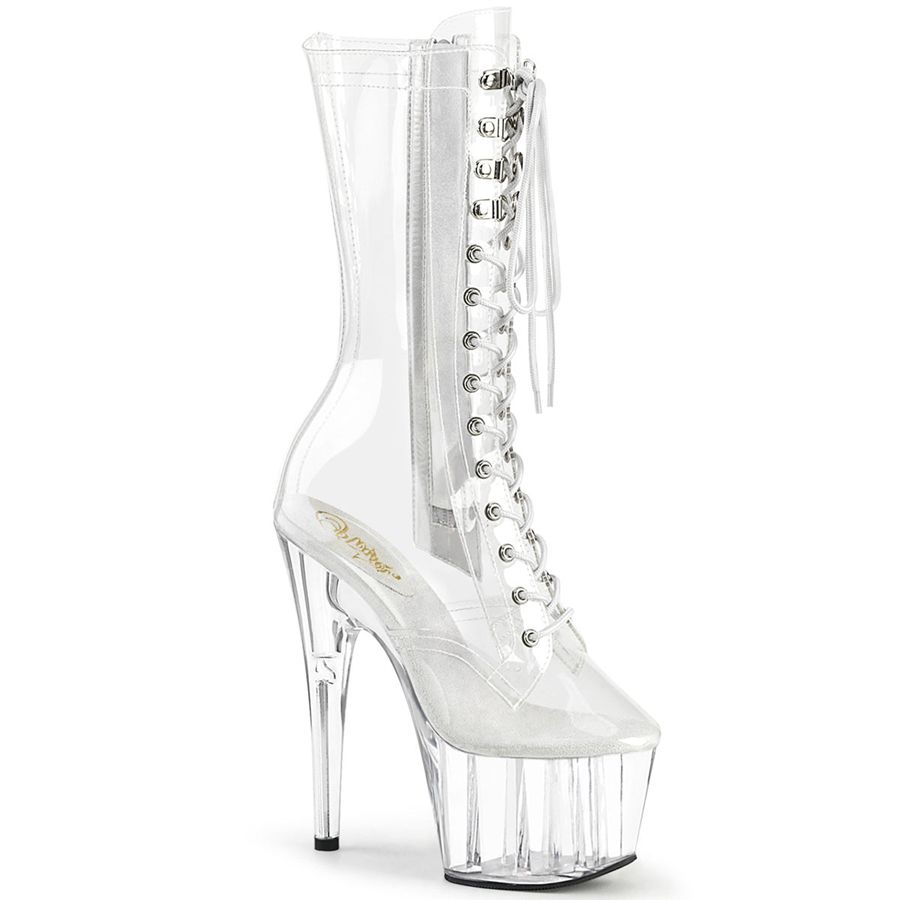 Women\'s Pleaser Adore-1050C Mid-Calf Boots Clear | 091RAZMXQ