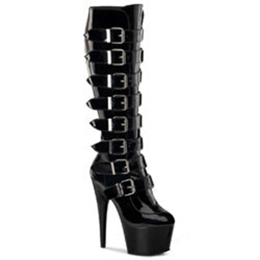 Women's Pleaser Adore-2043 Knee High Boots Black | 492AZJNSD