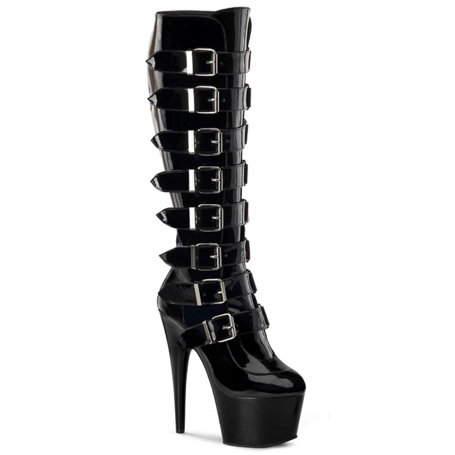 Women\'s Pleaser Adore-2043 Knee High Boots Black | 492AZJNSD