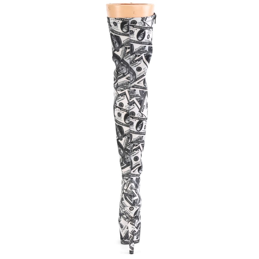 Women's Pleaser Adore-3000DP Thigh High Boots White Black | 285IWHUAQ