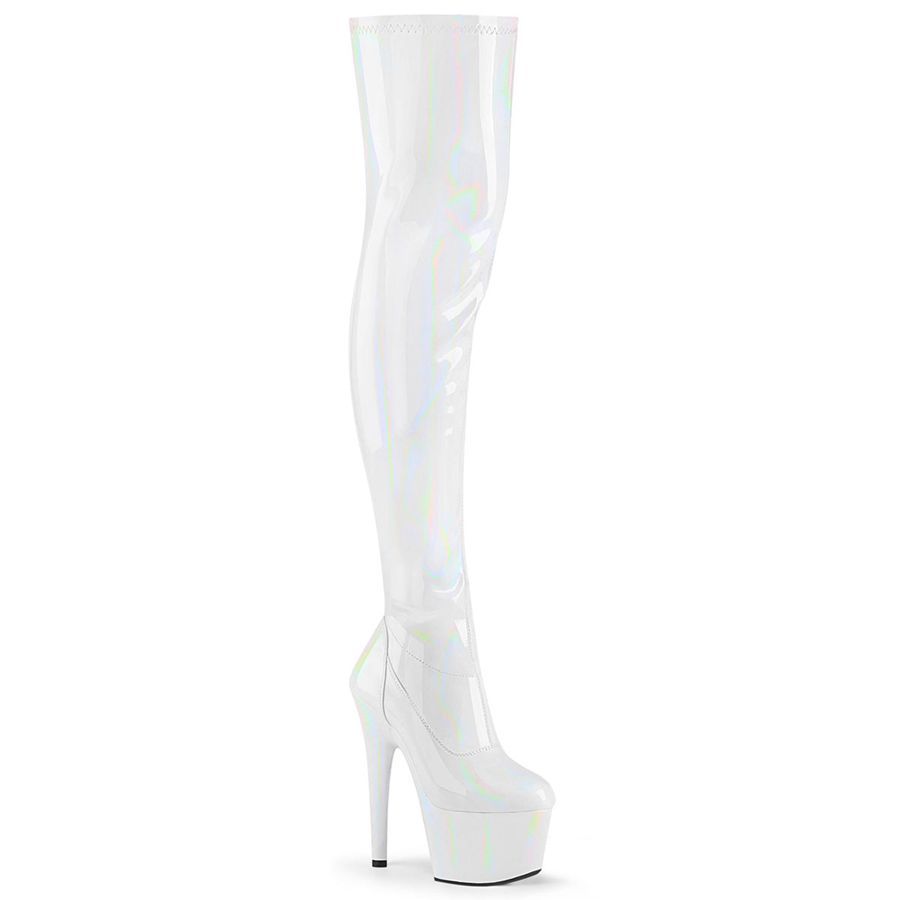 Women\'s Pleaser Adore-3000HWR Thigh High Boots White | 182UZCRHD