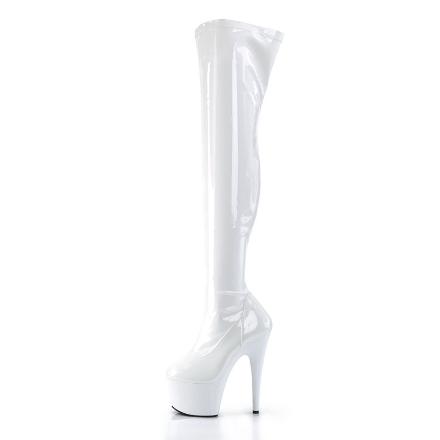 Women's Pleaser Adore-3000 Thigh High Boots White | 029NAELHY