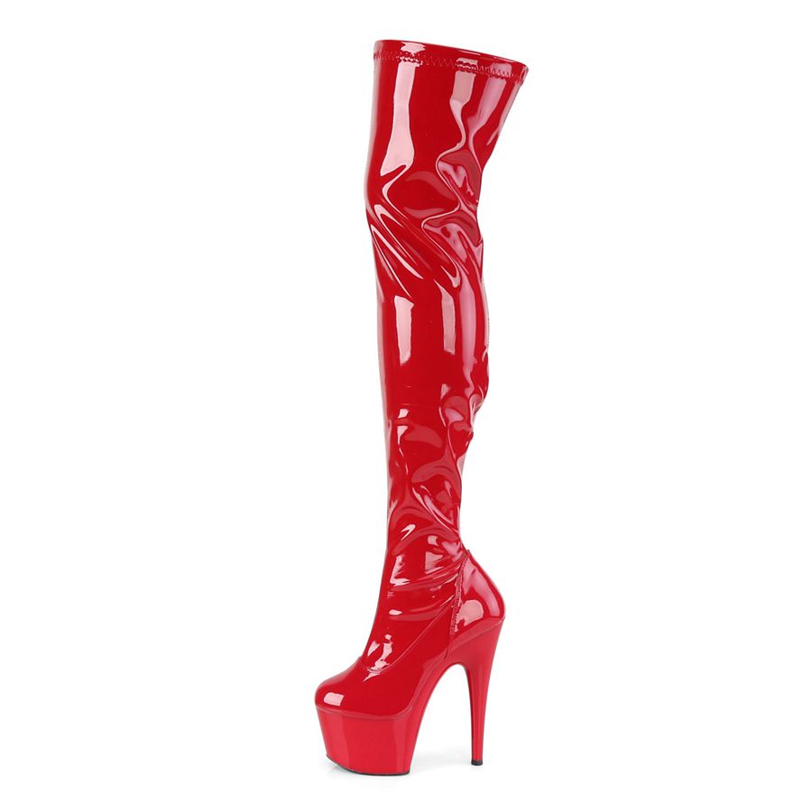 Women's Pleaser Adore-3000 Thigh High Boots Red | 258LJROGC