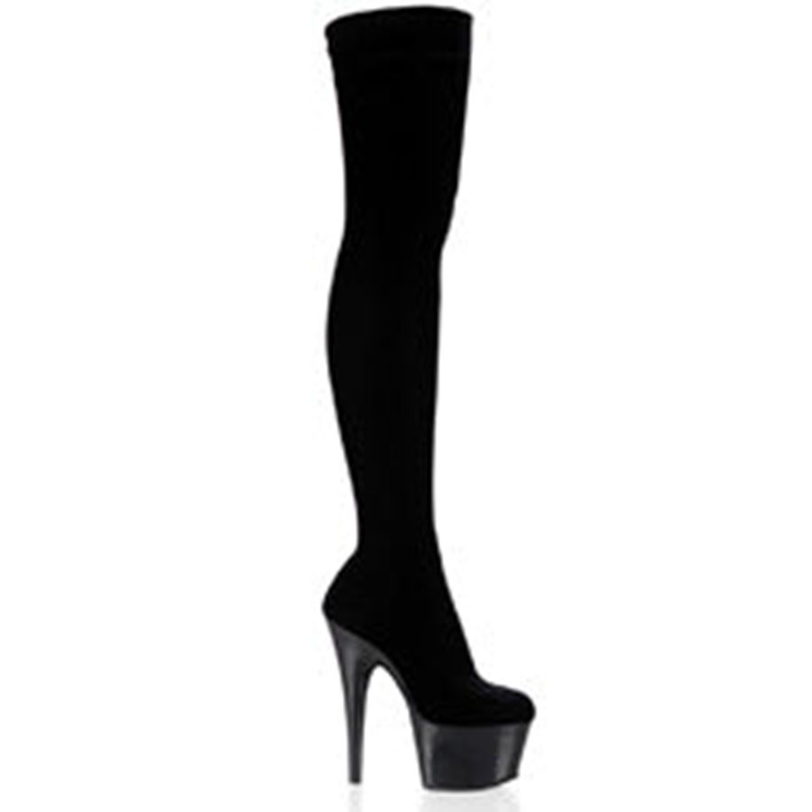 Women's Pleaser Adore-3002 Thigh High Boots Black | 497NVZSXF