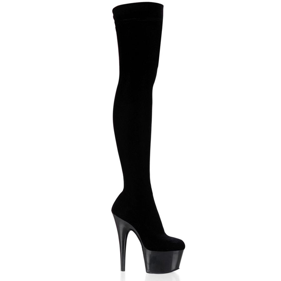 Women\'s Pleaser Adore-3002 Thigh High Boots Black | 497NVZSXF