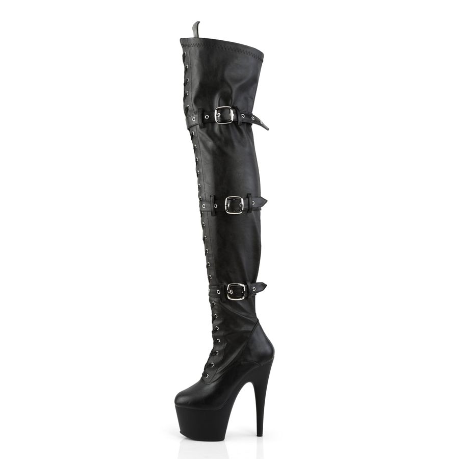 Women's Pleaser Adore-3028 Thigh High Boots Black | 205DCYBQZ