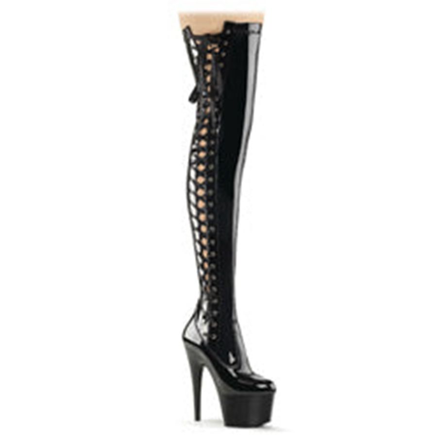 Women's Pleaser Adore-3050 Thigh High Boots Black | 829FRYSKB