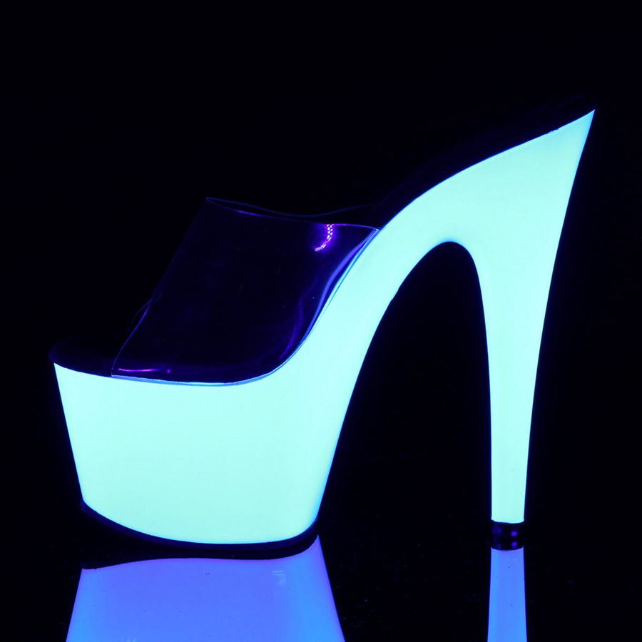 Women's Pleaser Adore-701UV Platform Sandals White | 614TBFMAQ