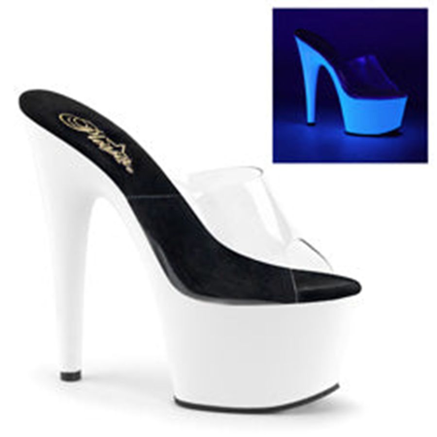 Women's Pleaser Adore-701UV Platform Sandals White | 614TBFMAQ