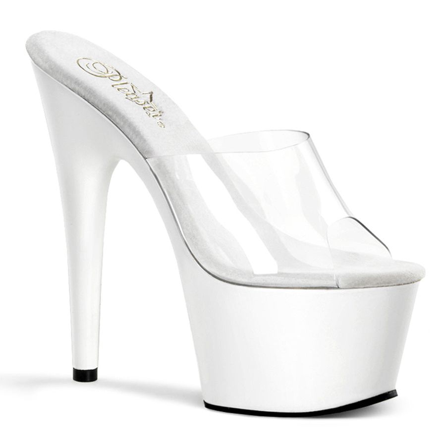 Women\'s Pleaser Adore-701 Platform Sandals White | 013CWLBUO