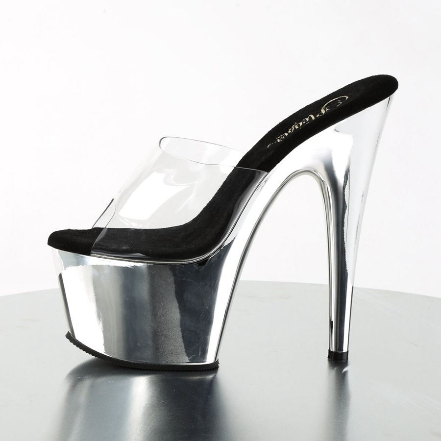 Women's Pleaser Adore-701 Platform Sandals Silver | 713OZPSDB