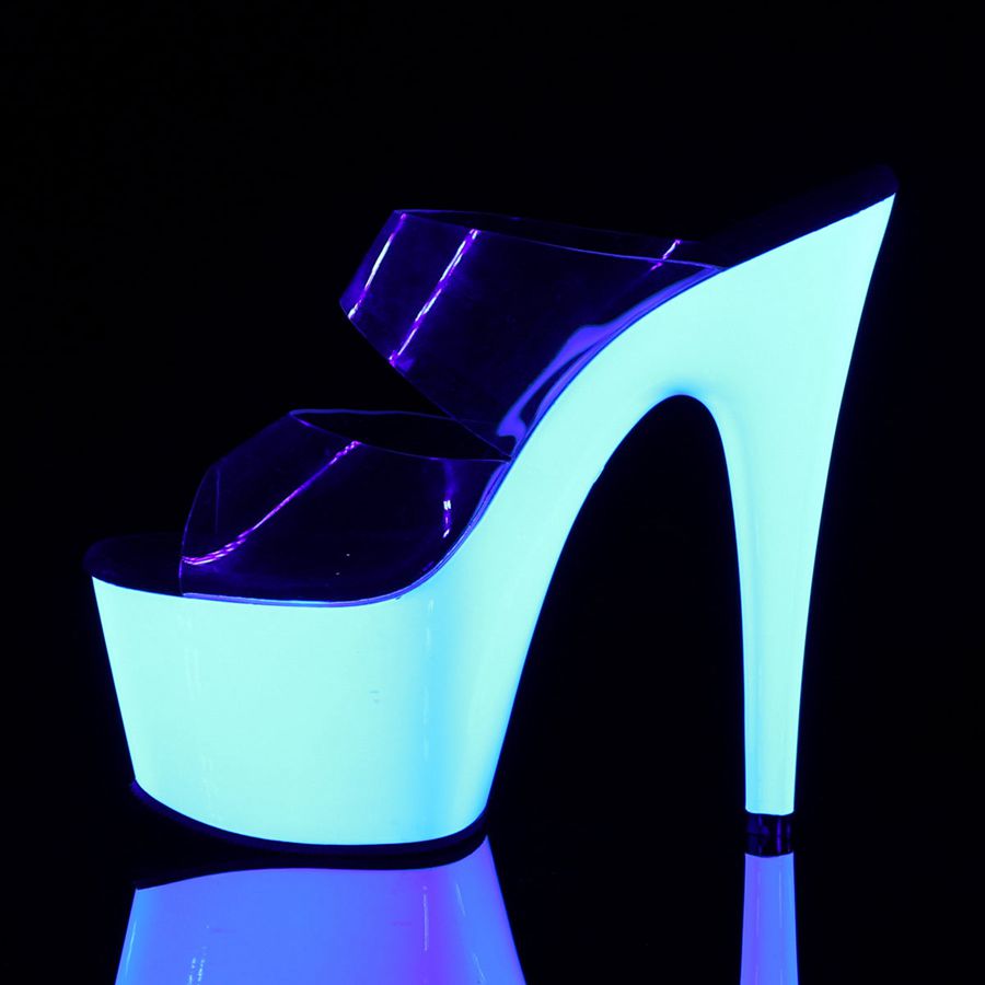 Women's Pleaser Adore-702UV Platform Sandals White | 876BMQKJD