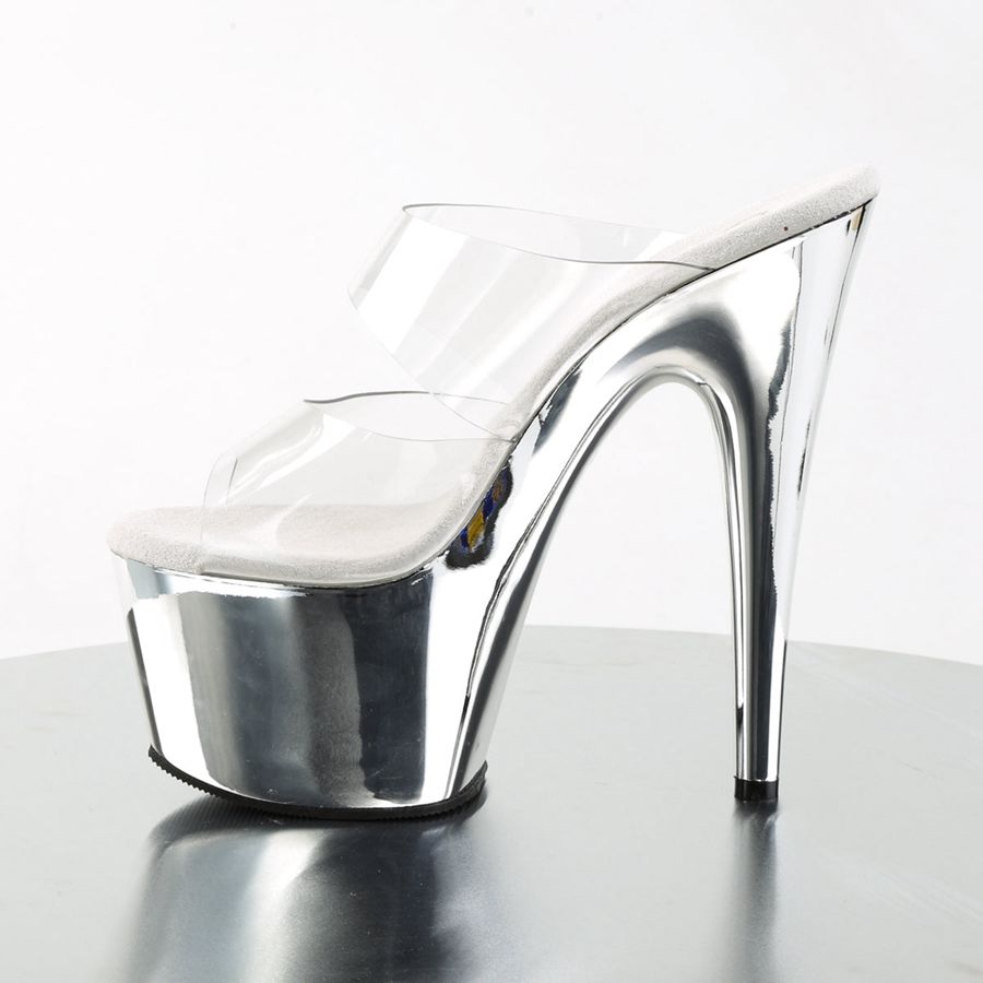 Women's Pleaser Adore-702 Platform Sandals Silver | 126WAUVXQ