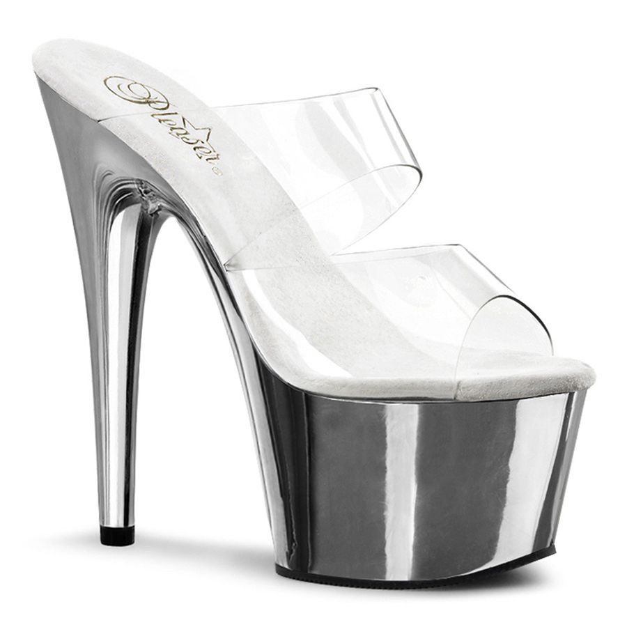 Women\'s Pleaser Adore-702 Platform Sandals Silver | 126WAUVXQ