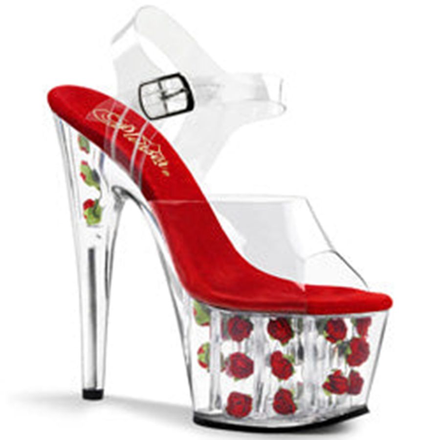 Women's Pleaser Adore-708FL Platform Sandals Red | 417MKFAEZ