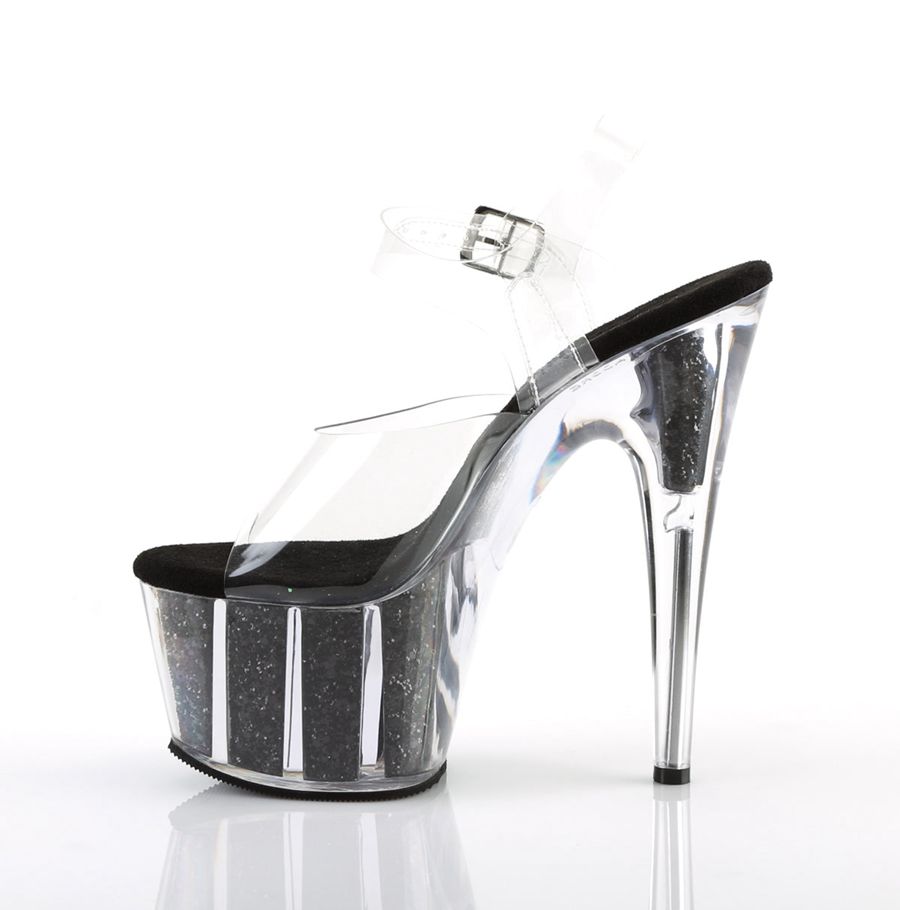 Women's Pleaser Adore-708G Ankle Strap Sandals Black | 761DVIMRE