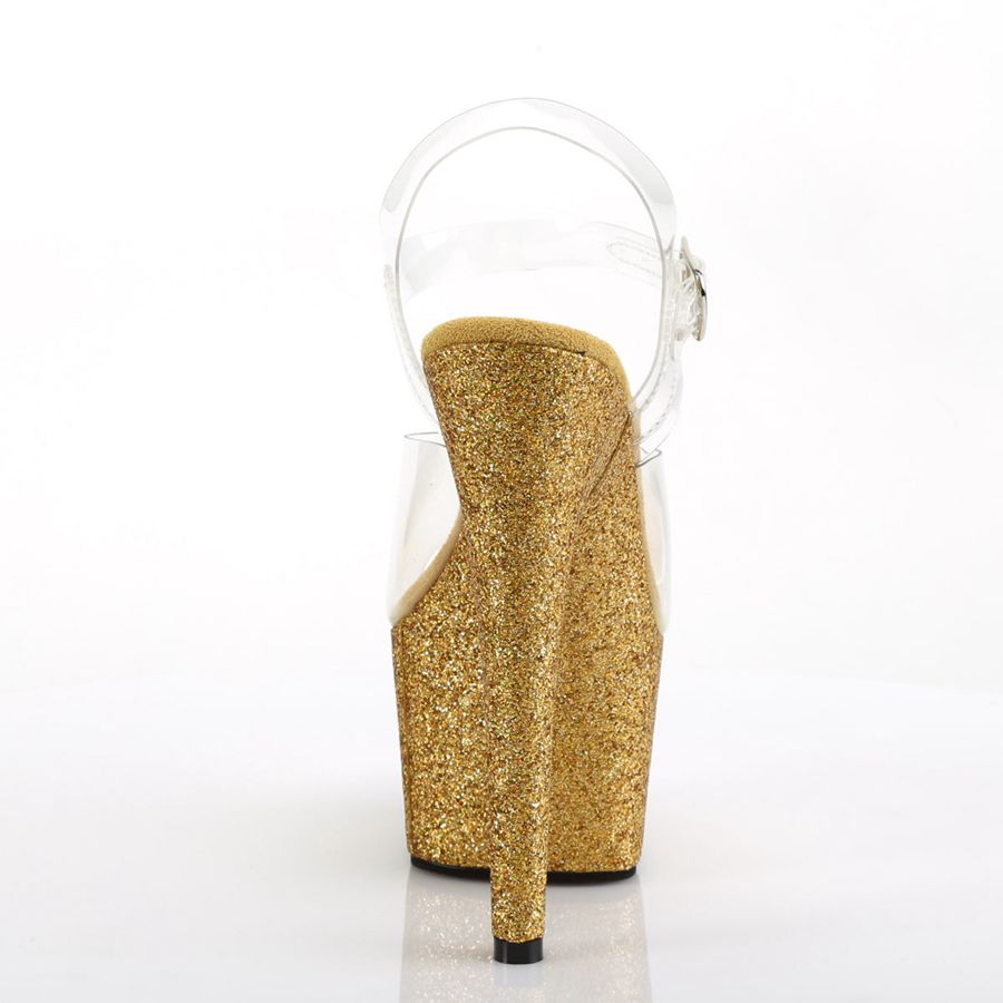 Women's Pleaser Adore-708HMG Ankle Strap Sandals Gold | 705NACHWU