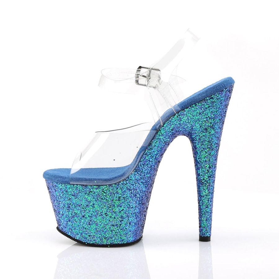 Women's Pleaser Adore-708LG Ankle Strap Sandals Turquoise | 078GPYDKW