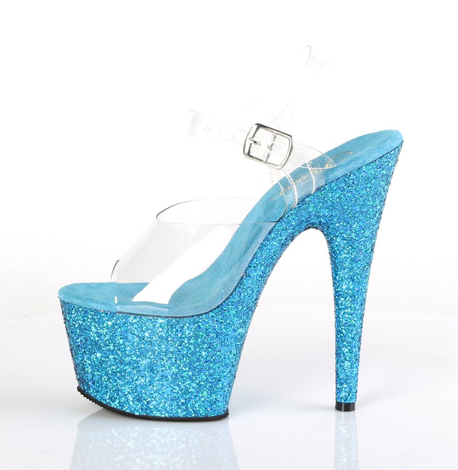 Women's Pleaser Adore-708LG Ankle Strap Sandals Blue | 321POIBUQ