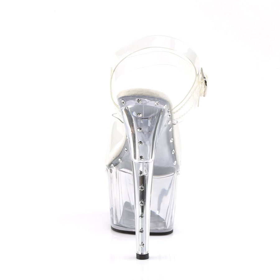 Women's Pleaser Adore-708LS Ankle Strap Sandals White | 416EWFKVM