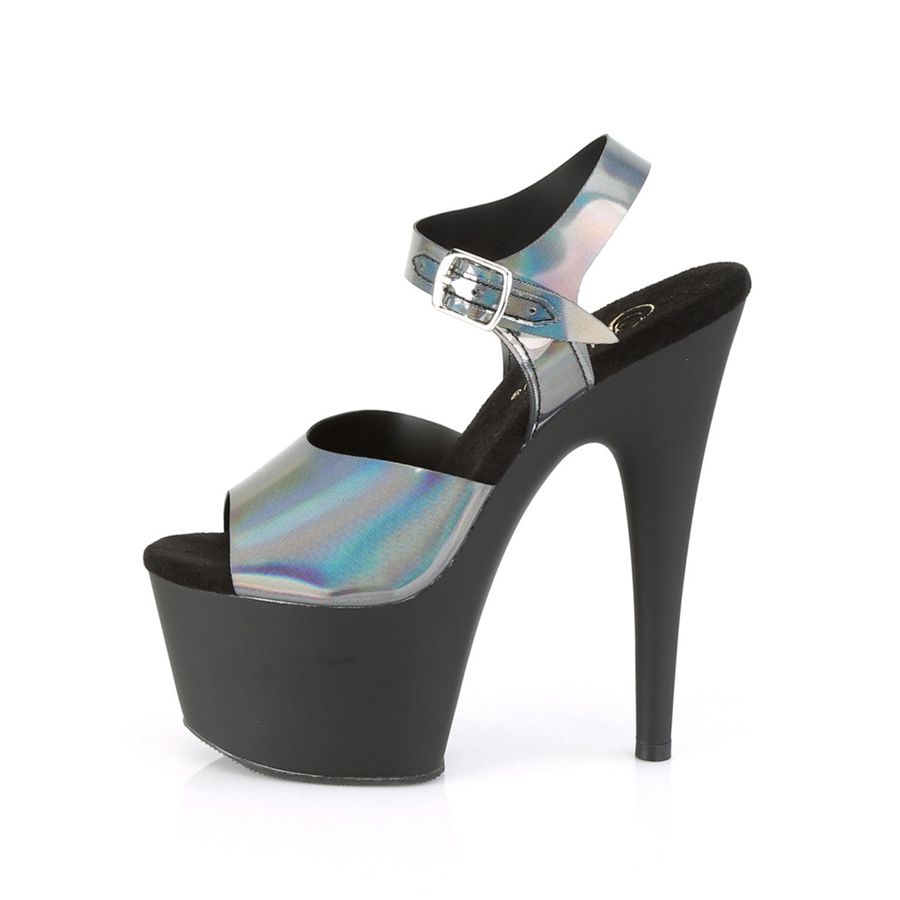 Women's Pleaser Adore-708N-DT Ankle Strap Sandals Grey | 734BNGATD