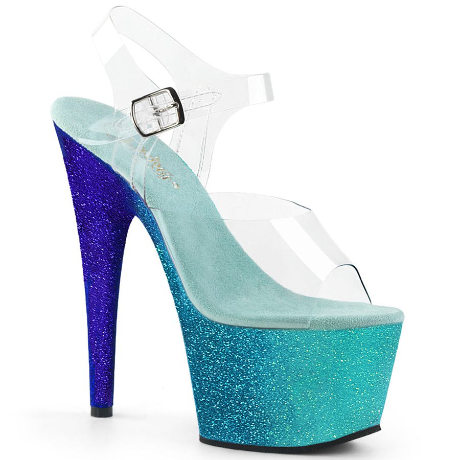 Women\'s Pleaser Adore-708OMBRE Ankle Strap Sandals Turquoise | 176HITBEO