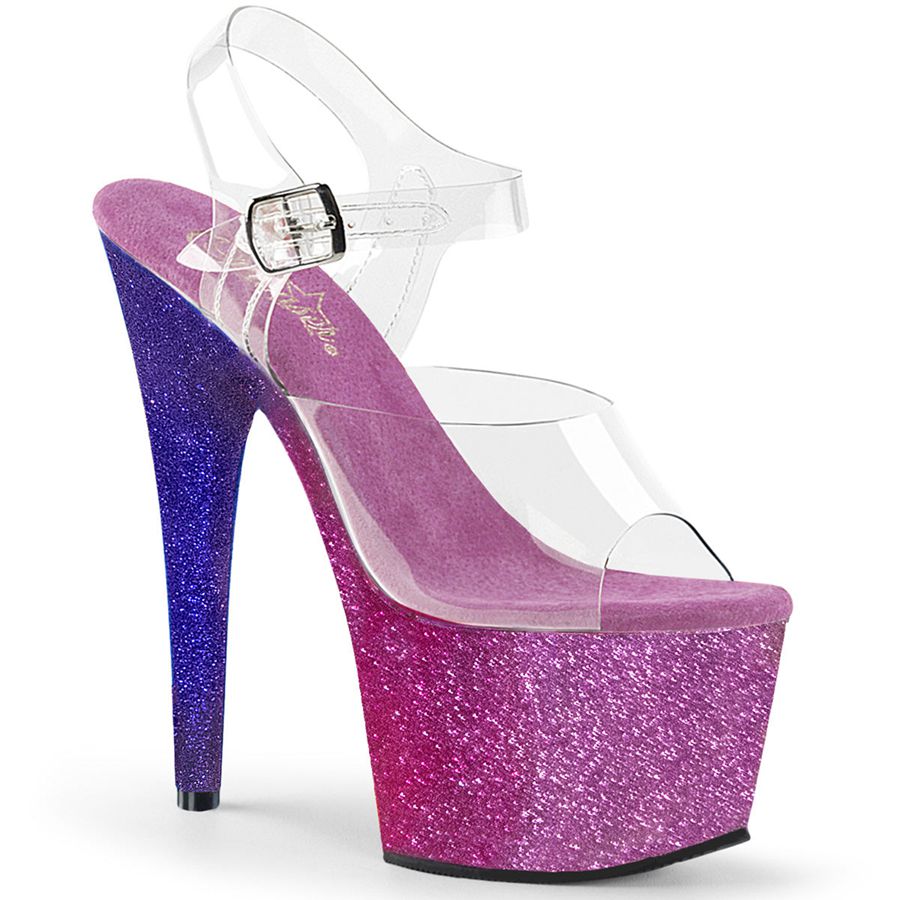 Women\'s Pleaser Adore-708OMBRE Ankle Strap Sandals Purple | 703FMLXRN