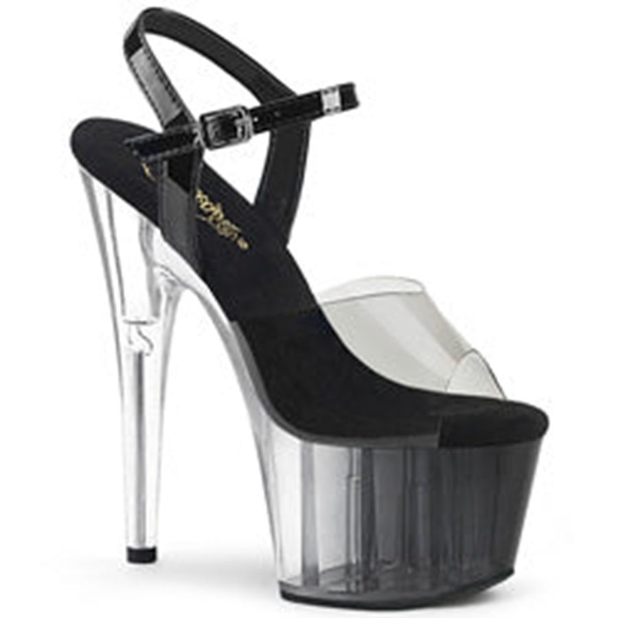 Women's Pleaser Adore-708T-1 Ankle Strap Sandals Grey | 425UXJFPL