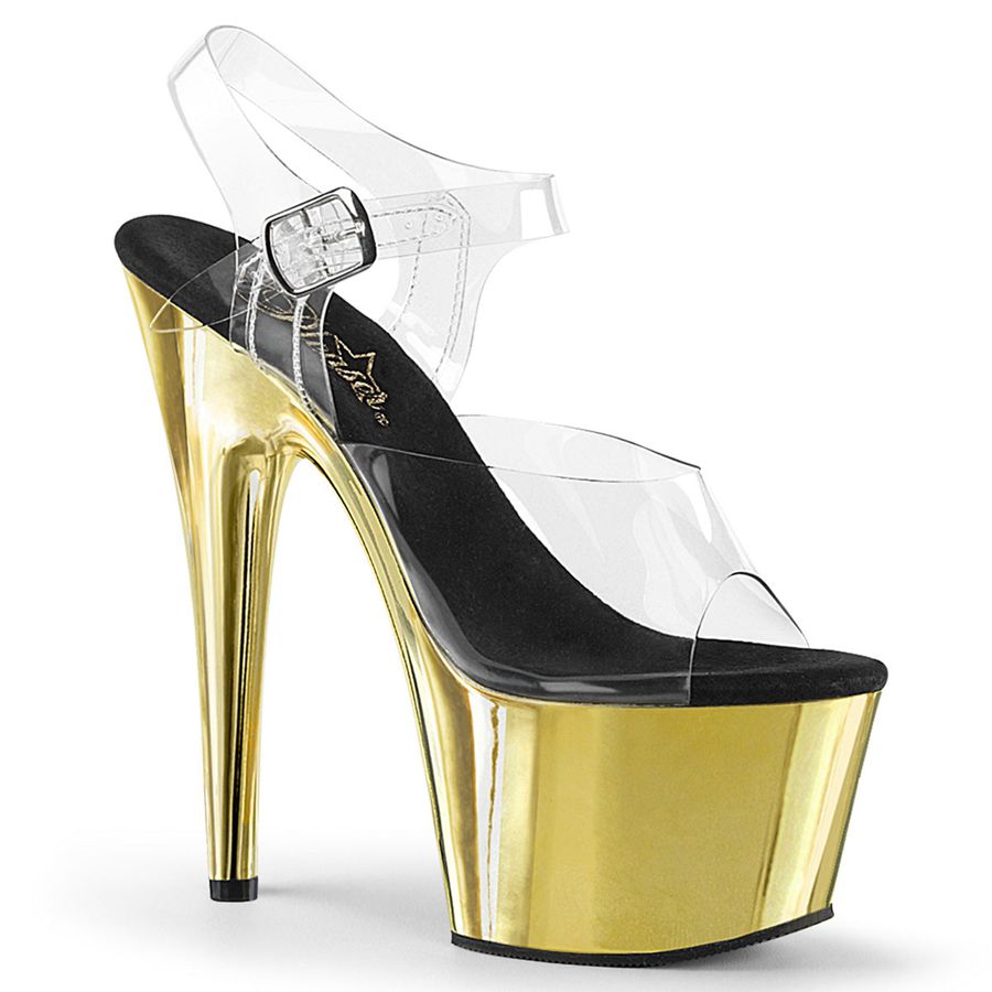 Women\'s Pleaser Adore-708 Ankle Strap Sandals Gold | 187HWUBYC