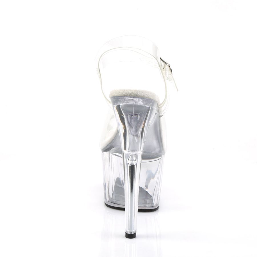 Women's Pleaser Adore-708 Ankle Strap Sandals Clear | 705BVHEQJ