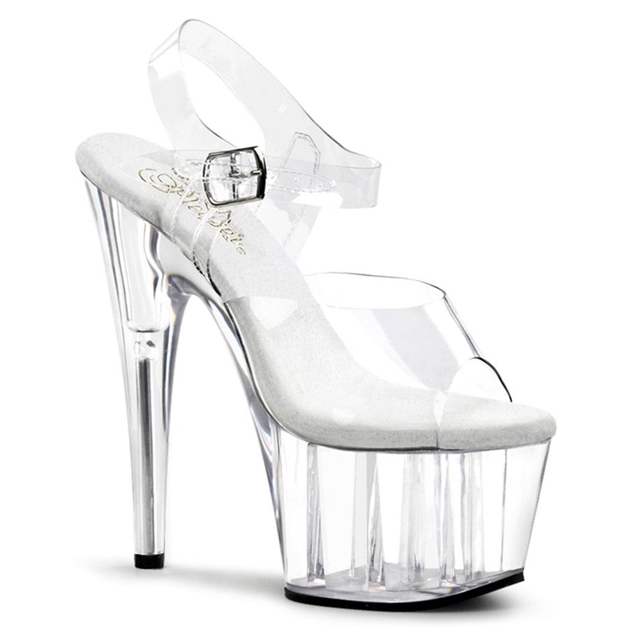 Women\'s Pleaser Adore-708 Ankle Strap Sandals Clear | 705BVHEQJ