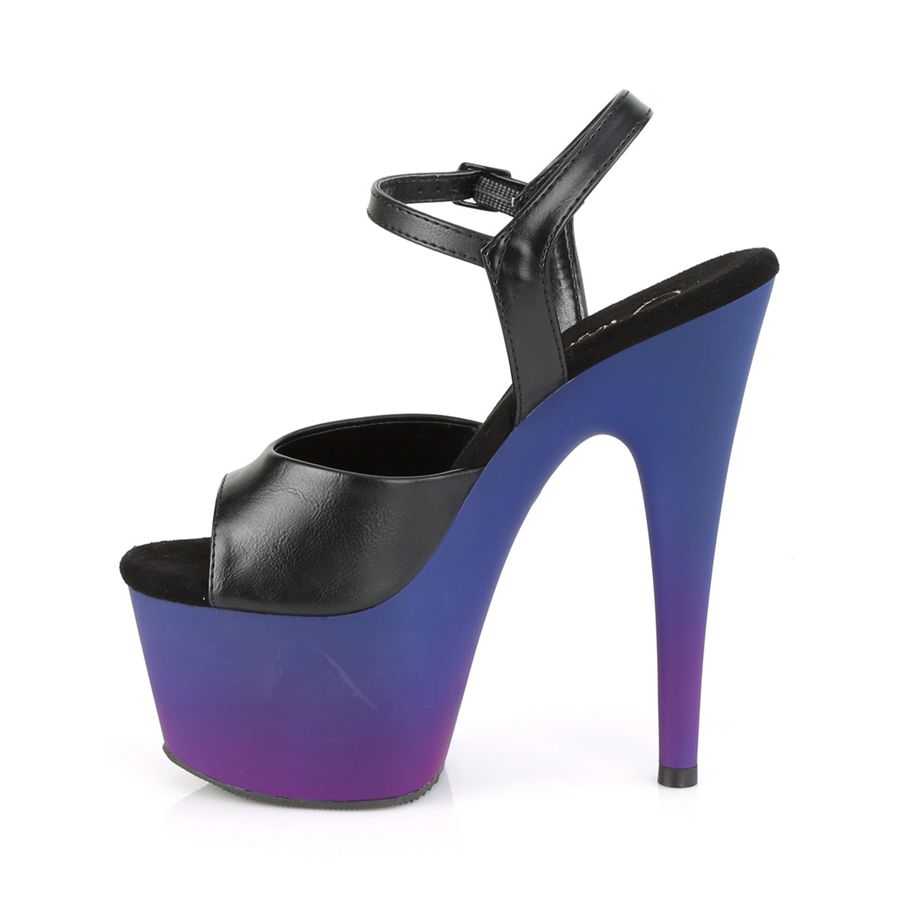 Women's Pleaser Adore-709BP Ankle Strap Sandals Black Blue | 390TPLDXV