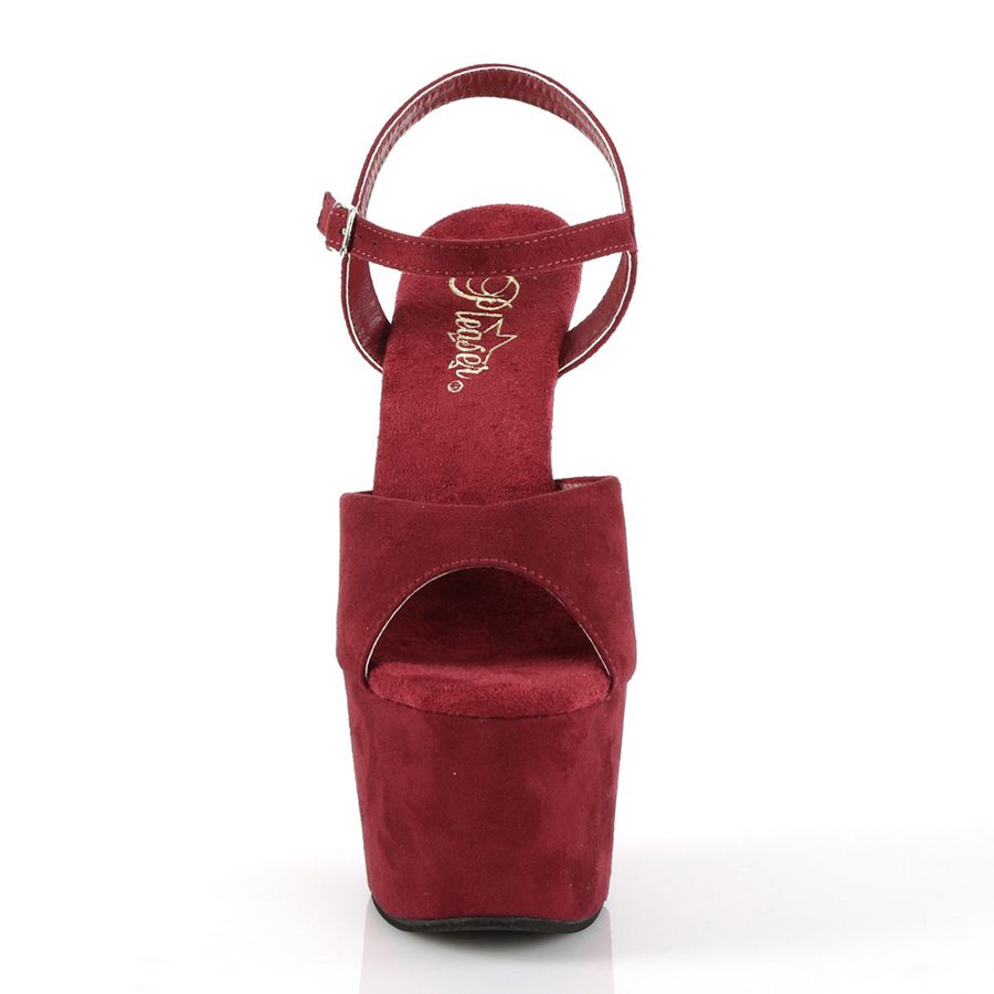 Women's Pleaser Adore-709FS Ankle Strap Sandals Burgundy | 436YLZJNP