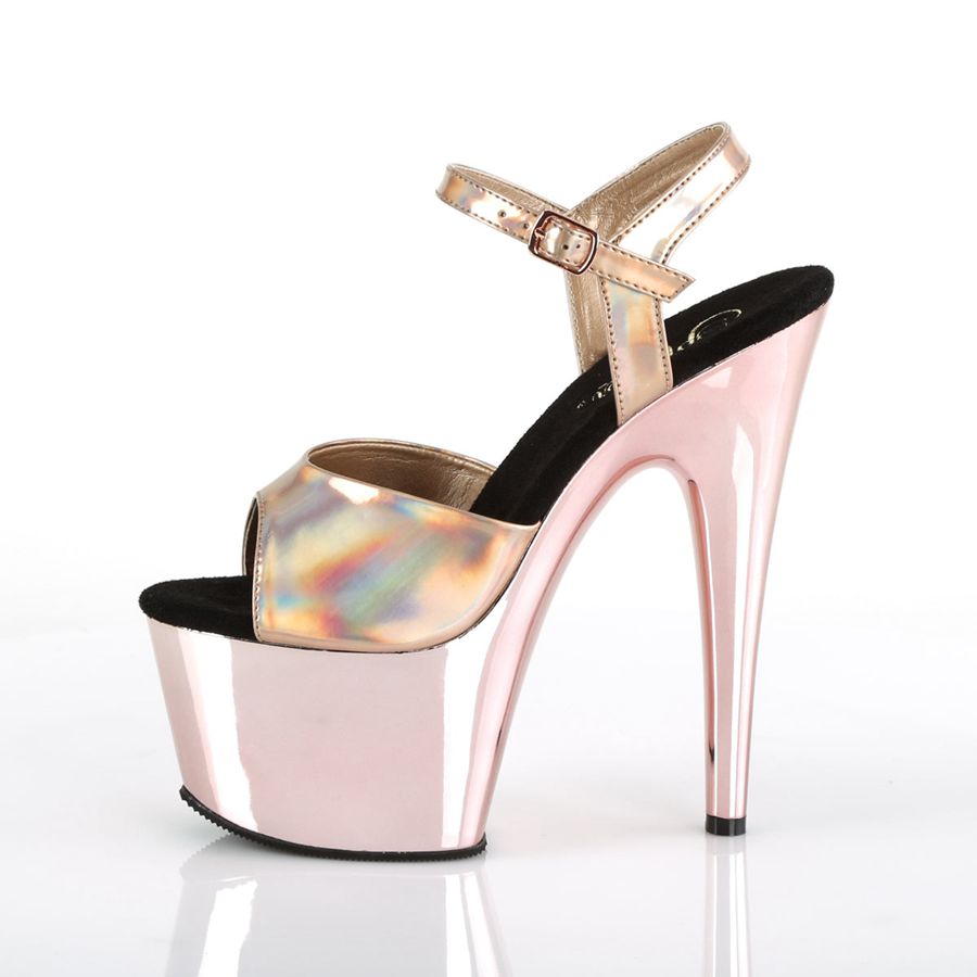 Women's Pleaser Adore-709HGCH Ankle Strap Sandals Rose Gold | 504JSOCFK