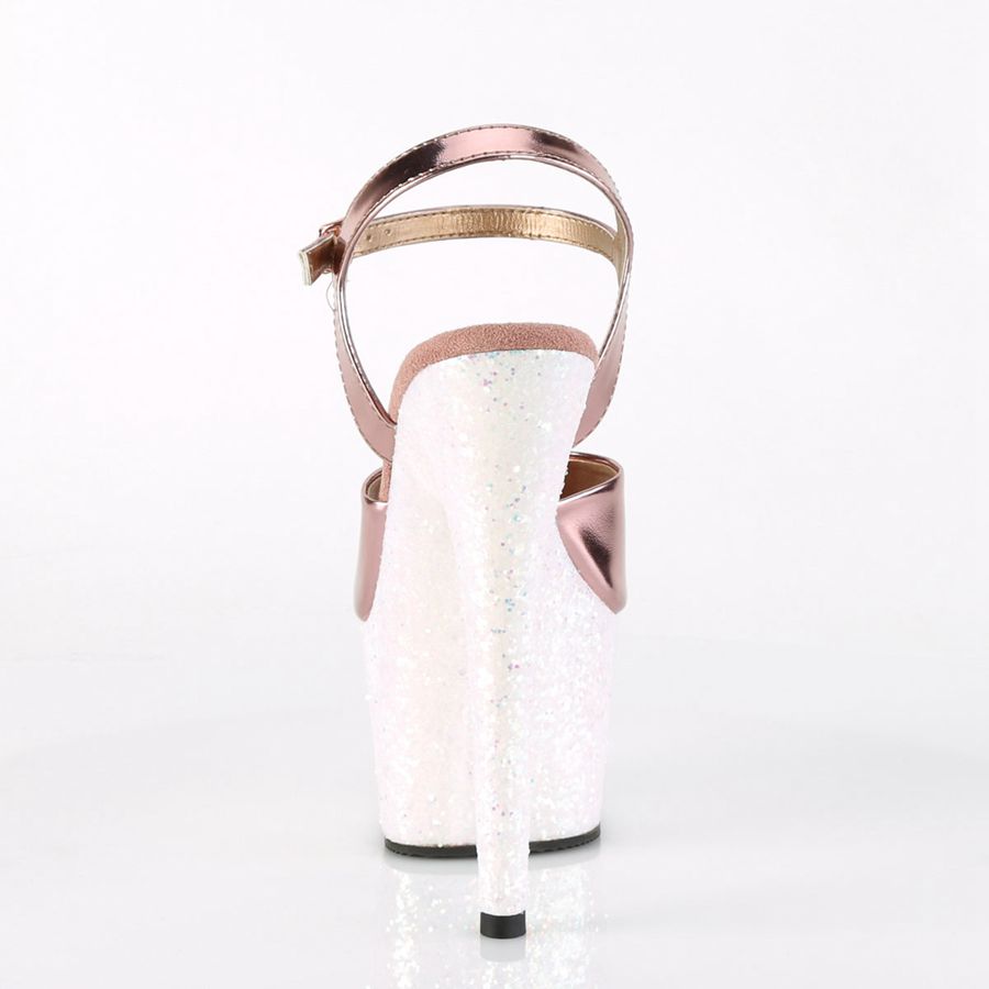 Women's Pleaser Adore-709LG Ankle Strap Sandals Rose Gold | 985BTKFMP