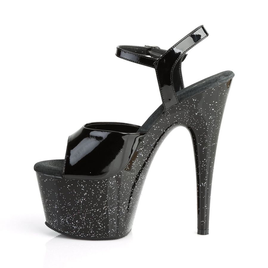 Women's Pleaser Adore-709MG Ankle Strap Sandals Black | 156WJOUYE