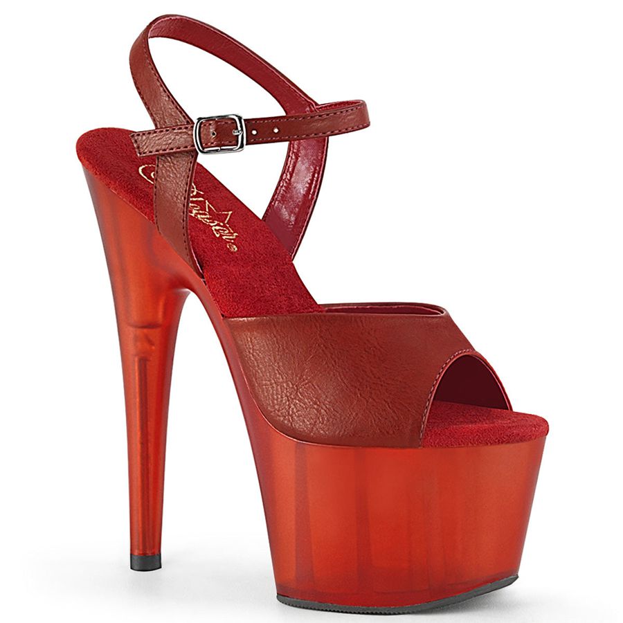 Women\'s Pleaser Adore-709T Ankle Strap Sandals Red | 572NYTXKU