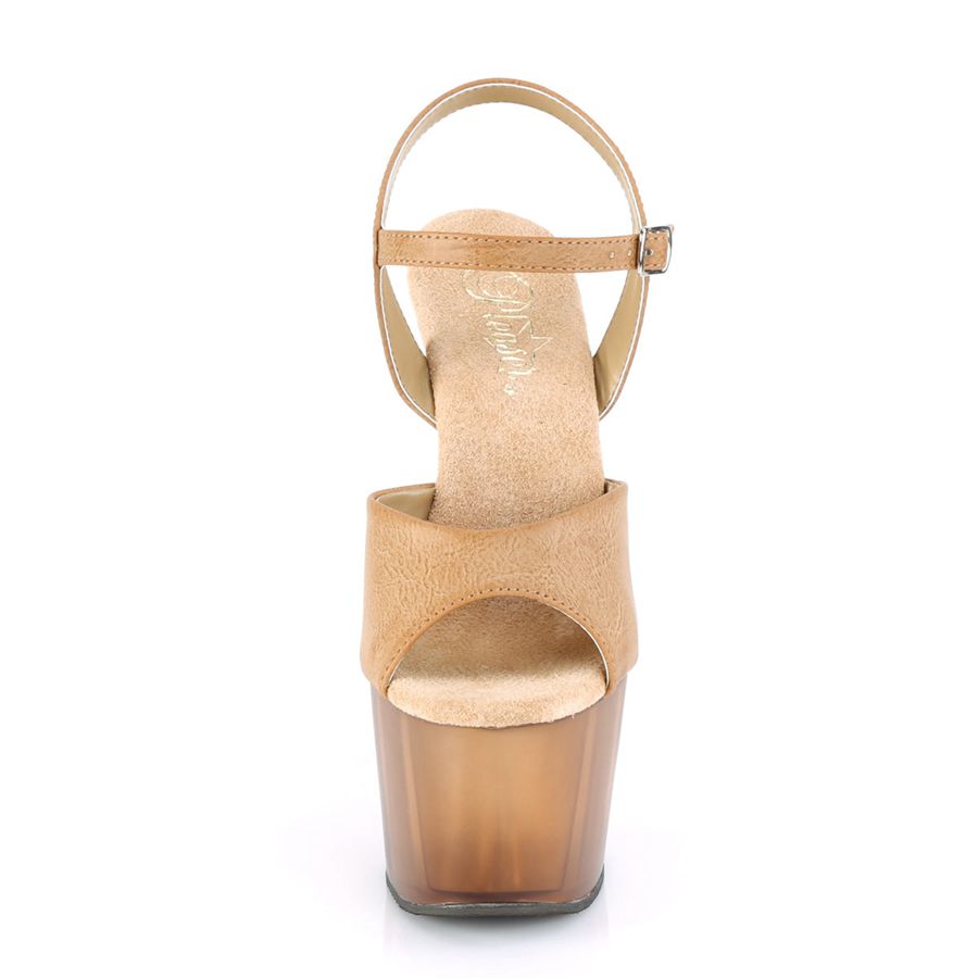 Women's Pleaser Adore-709T Ankle Strap Sandals Beige | 749BAPEIV