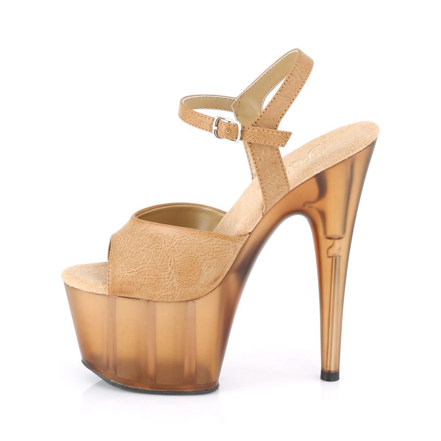 Women's Pleaser Adore-709T Ankle Strap Sandals Beige | 749BAPEIV