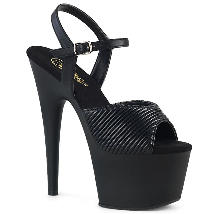 Women\'s Pleaser Adore-709 Ankle Strap Sandals Black | 548NXUEJA