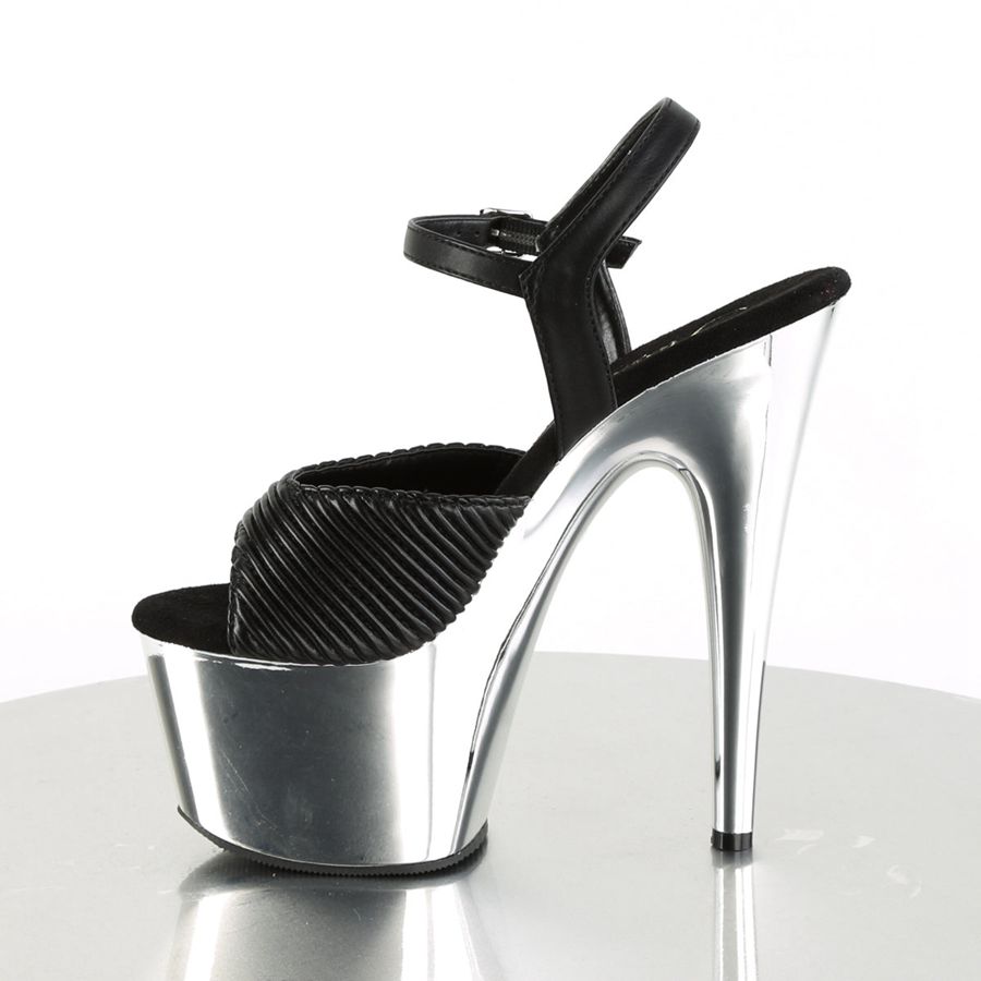 Women's Pleaser Adore-709 Ankle Strap Sandals Silver | 763PHBANC