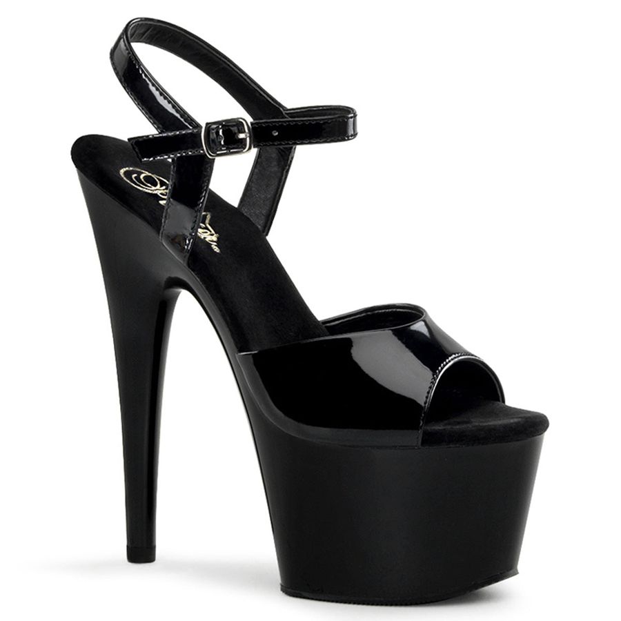 Women\'s Pleaser Adore-709 Ankle Strap Sandals Black | 968WNMJPQ