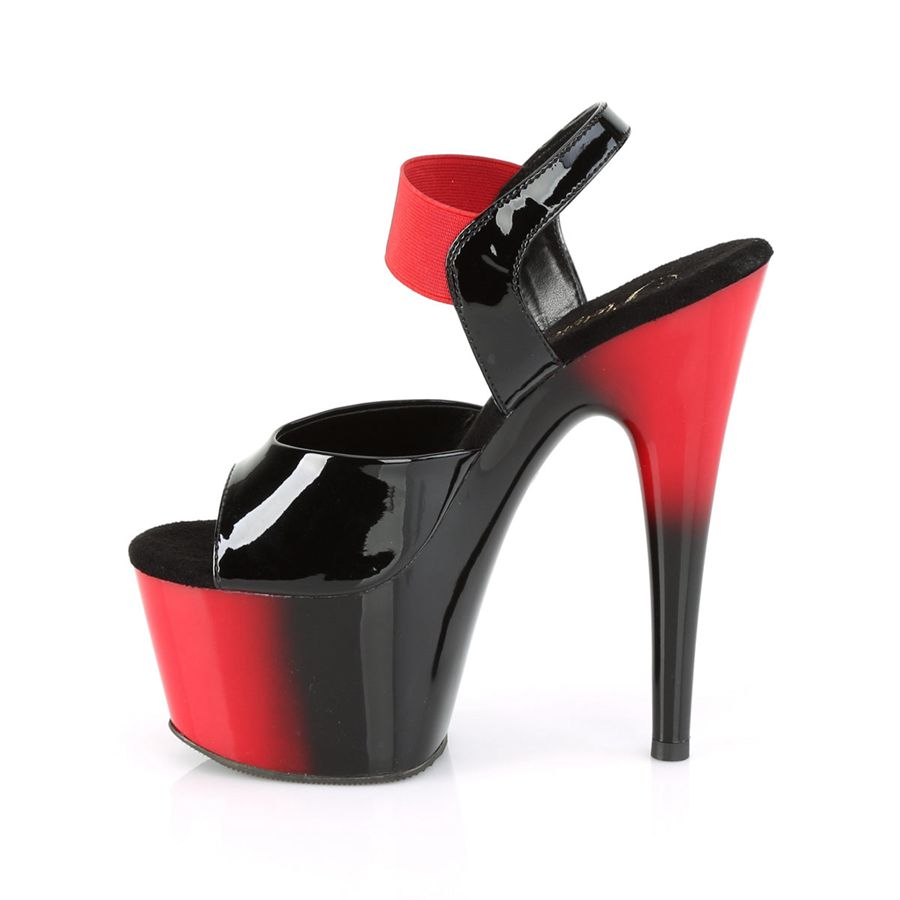 Women's Pleaser Adore-714BR Ankle Strap Sandals Black Red | 723BJLHIX